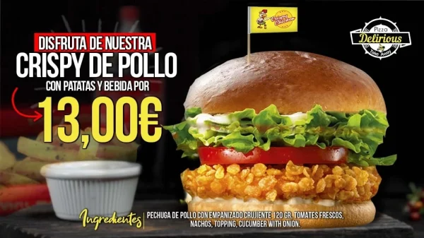 HAMBURGUESACRISPY DE POLLO-MADRID